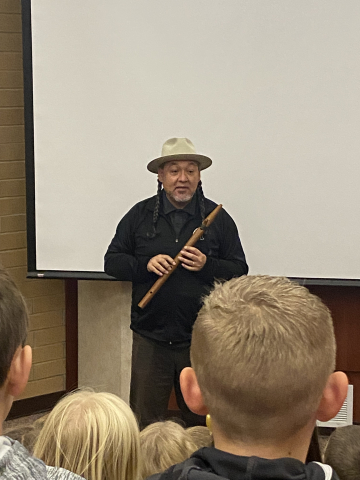 Dusty Jansen teaching about Native American customs and traditions.