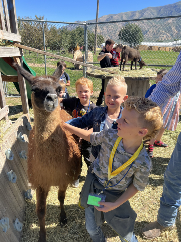 Students with the llama.