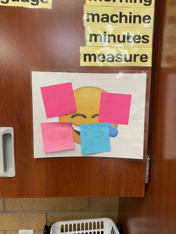 Student answers on sticky notes.
