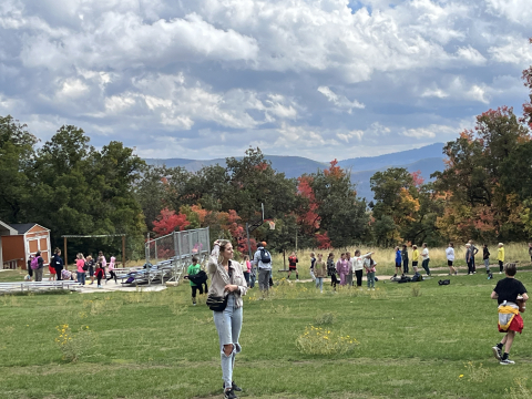 Students playing on the field at Shadow Mountain.