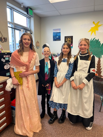 Students dressed up as their famous person for the wax museum.