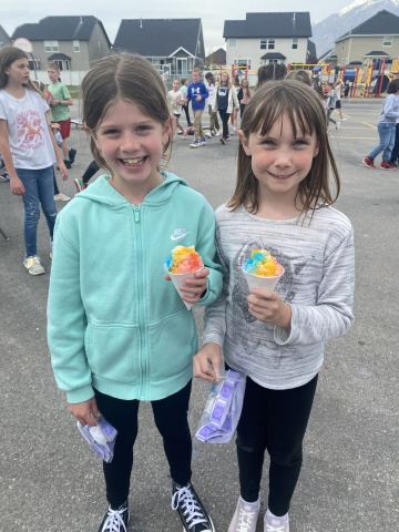 Third grade students outside at the review carnival.
