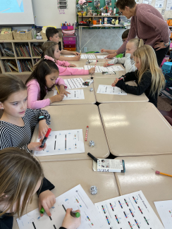 Mrs. Porter's students using Ozobots to learn math.