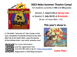 Session 1: June 5-16 at Spring Lake, Session 2: July 10-21 at Brookside (9:00-12:00) Link to register: https://rb.gy/9qs8