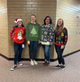 5th grade teachers in Ugly Sweaters.