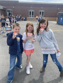 Students eating snow cones.