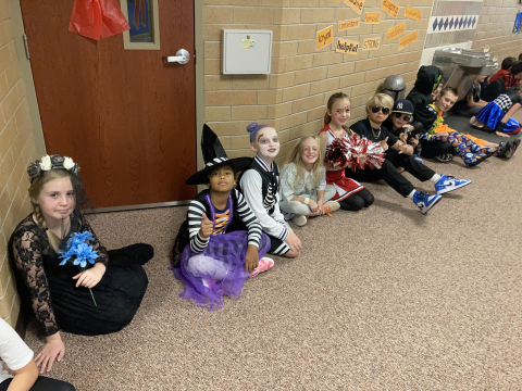 Students in costumes.