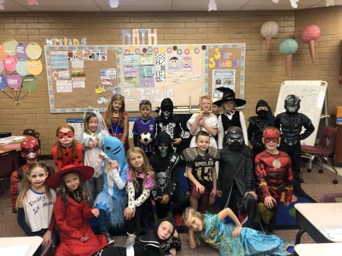 Second Grade Class in Halloween Costumes