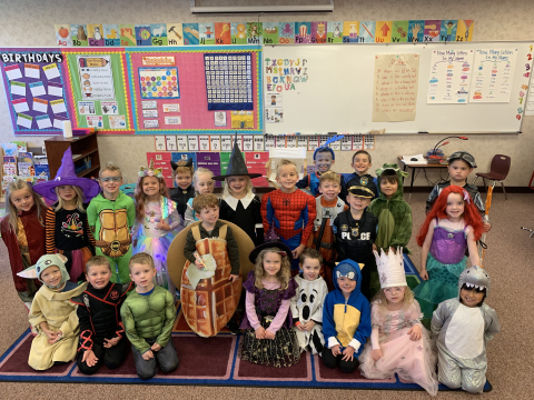 Kindergarten Class in Halloween costumes.