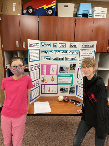  Students with their science fair project.