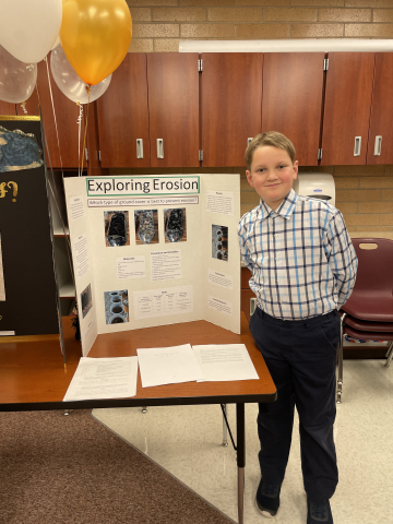 Students with their science fair project.