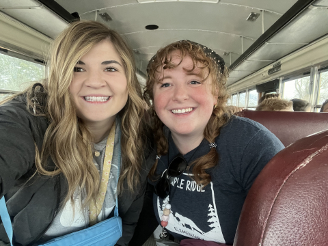 Ms. Jordan and Mrs. Southam on the bus.