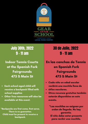 July 30, 2022, 9:00-11:00 am at the Spanish Fork Fair Grounds Indoor Tennis Courts (475 S Main Street, Spanish Fork)