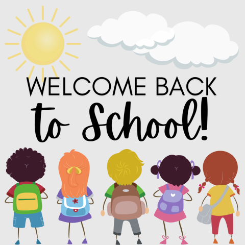 Welcome back to school, students with backpacks on.