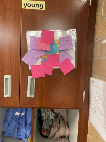 Student answers on sticky notes.