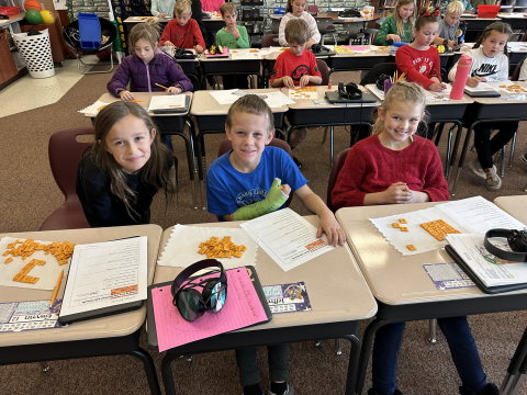 4th graders using Cheez-Its to study math.