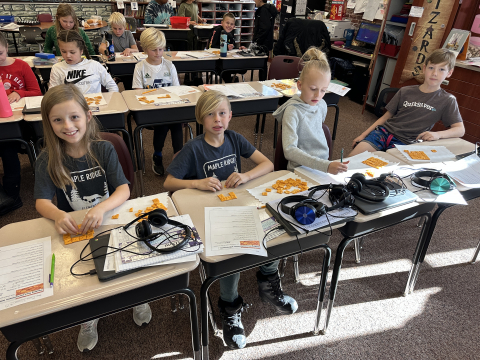 4th graders using Cheez-Its to study math.