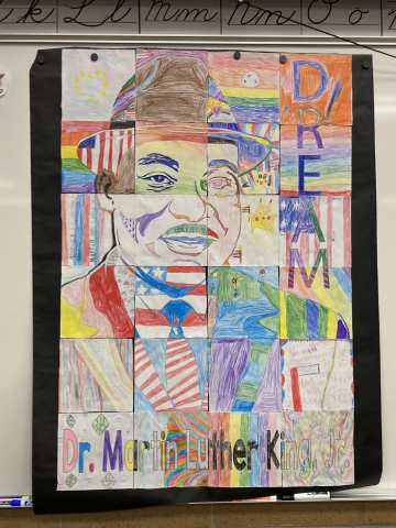 Collaborative art work depicting Martin Luther King Jr.