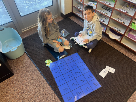 Students using the Code and Go robots.