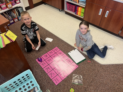 Students using the Code and Go robots.