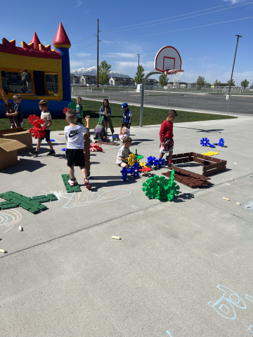 Students playing outside.