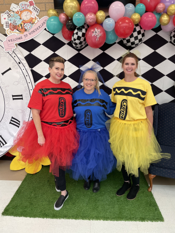 Special ed teachers dressed as crayons.