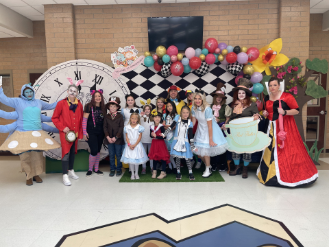 All students and staff who dressed up in Alice in Wonderland costumes.