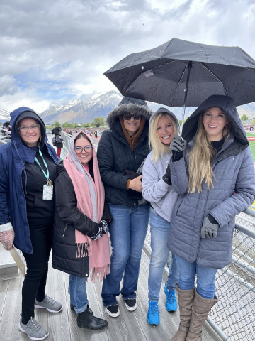 Some cold teachers at the 3rd grade track meet.