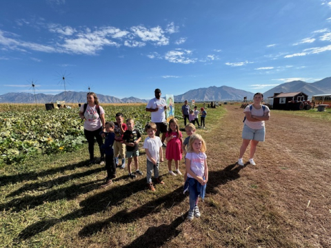 Students at the pumpkin patch.