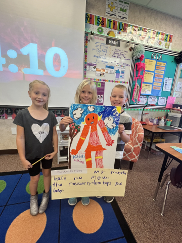 Students holding their posters.