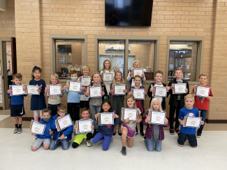 Students of the Month With Certificates.