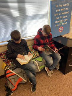 Students reading.