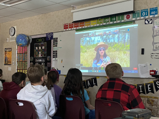 Students talking virtually with a park ranger in the Everglades.