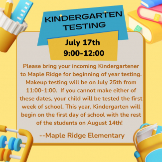 Description of kindergarten testing dates